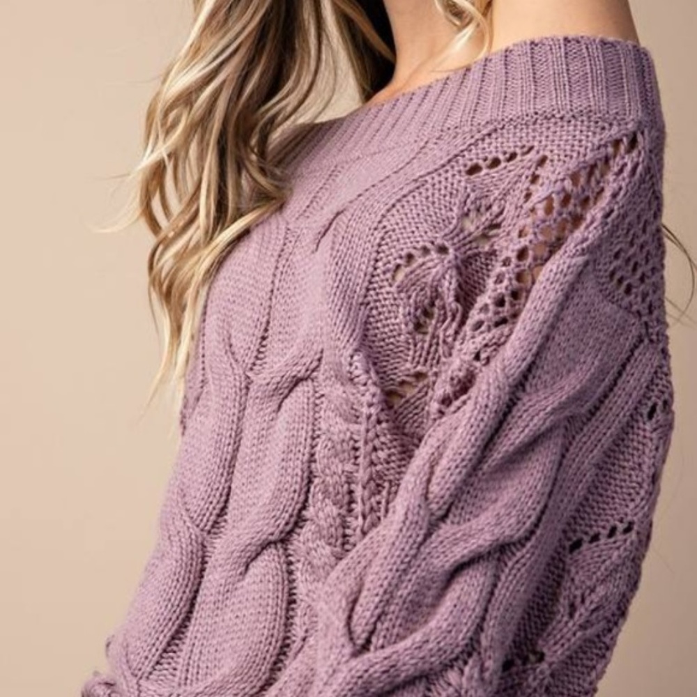 Parker Chunky Cable Knit Sweater (Ash Plum) - Picture 5 of 8